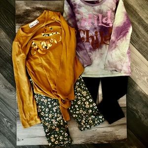 Girls Bundle of (2) long sleeve tops and leggings EUC and clean condition